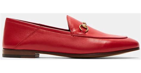 red leather gucci loafers|gucci jordaan leather loafer women's.